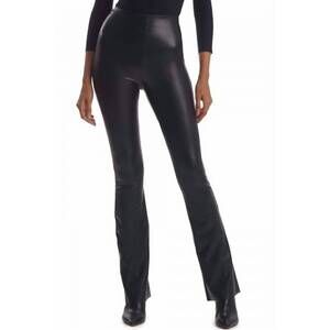NEW COMMANDO faux leather flared full length leggings in black